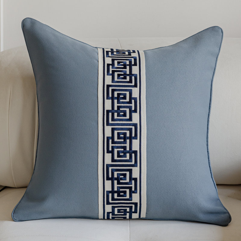Allison Reversible Throw Pillow, Blue/Navy Trim