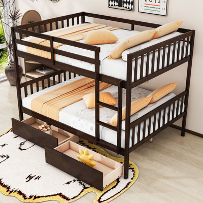 Convertible Bunk Bed With Detachable Feature And 2 Storage Drawers