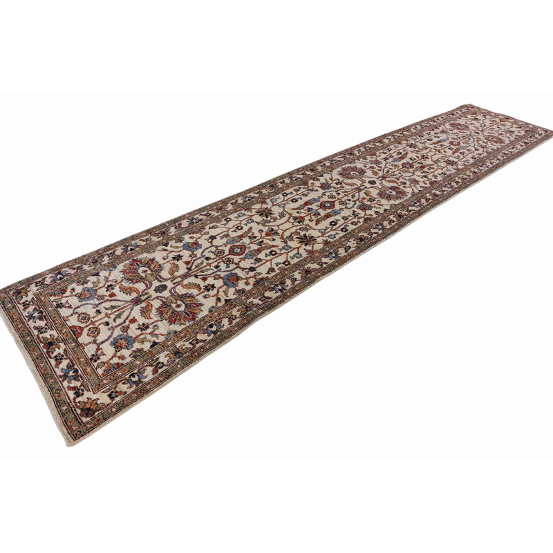 Hand Knotted Wool Area Rug in Beige