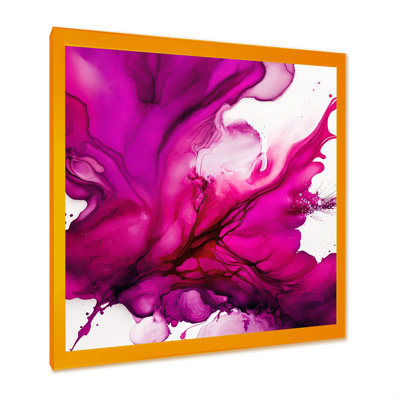 Ancien mystère in Viva Magenta II - Art abstrait à l'encre liquide