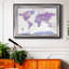 Carte du monde à punaises - Carte du monde violette pastel encadrée sur toile-133430936-133430943