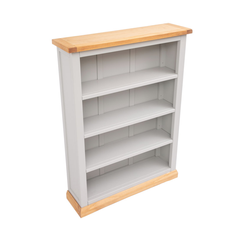 Ireland 90cm H x 70cm W Standard Bookcase, (4 Shelves) H120 x W89 x D25cm, Light Grey/Wood Base