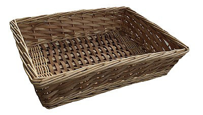 Chip Willow Wicker Basket, 8cm H x 37cm W x 27cm D