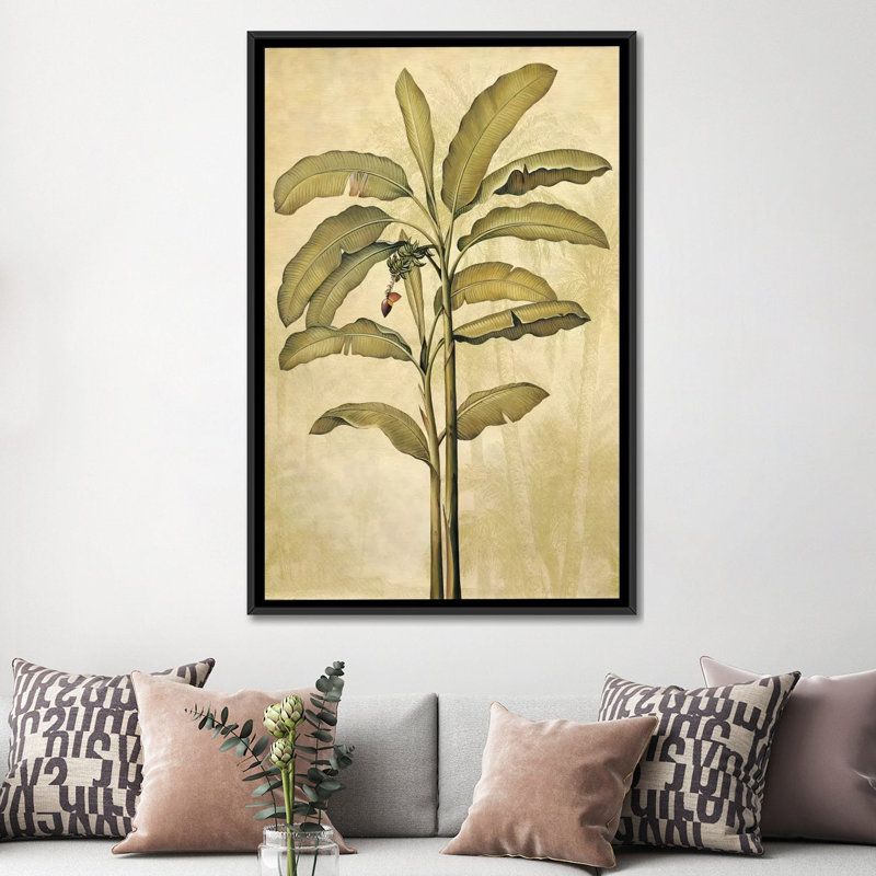 « palms of the tropiques ii », reproduction d’art sur toile, H 26 po x l 18 po x P 1,5 po, Toile avec cadre noir