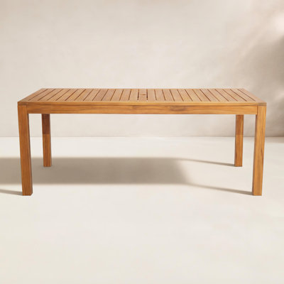 Lyon 74.8'' Teak Outdoor Dining Table With Umbrella Hole 