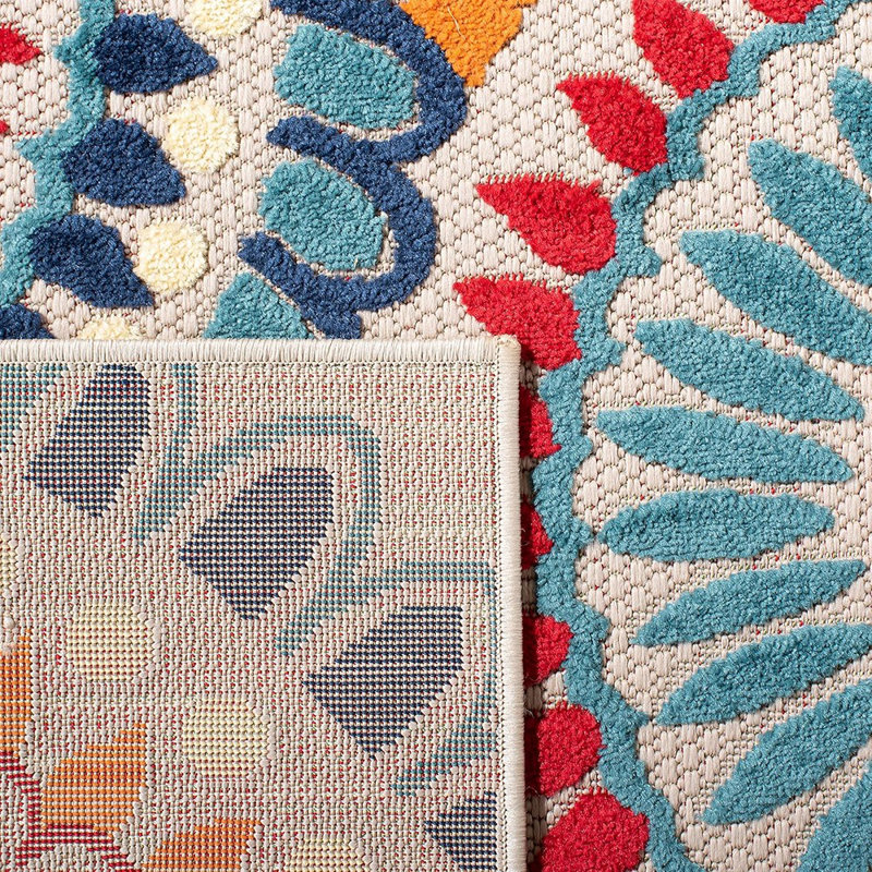 Tapis de couloir d'extérieur Cabana - bleu et ivoire - lavable, ne perd pas ses poils, facile à nettoyer, patio / cour arrière