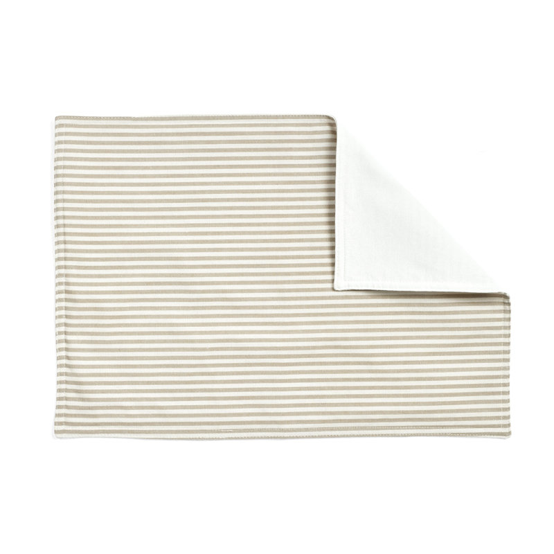 Neutral Striped Cotton Blend Rectangular Placemat Set