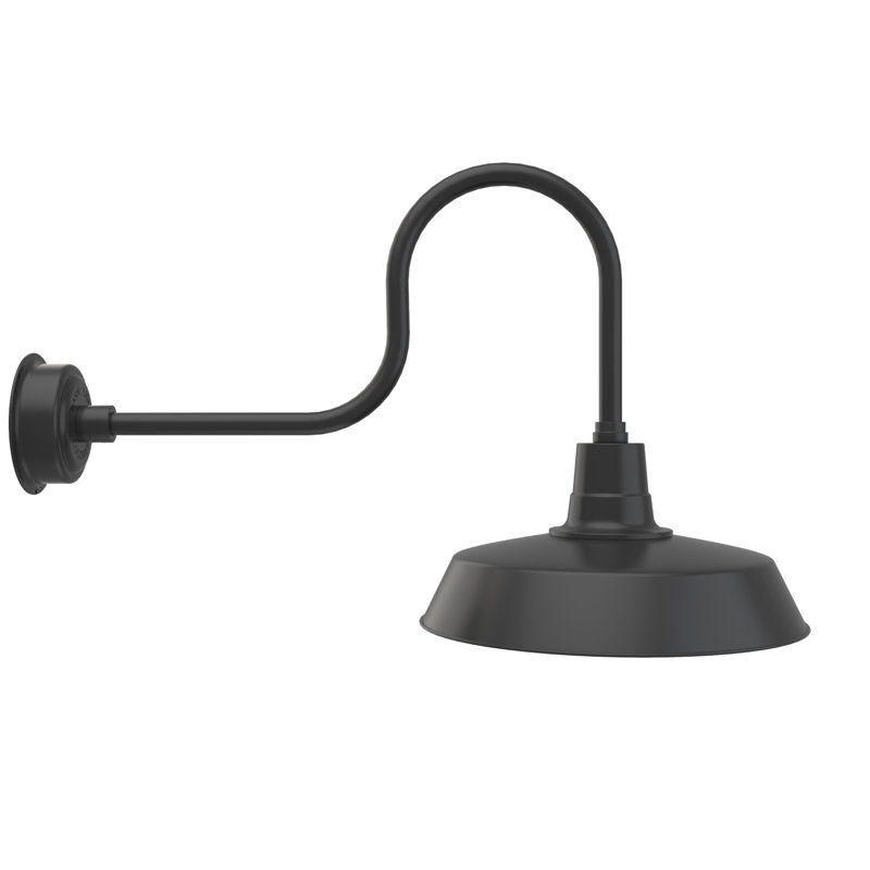 Luminaire de grange d’extérieur à del Haleigh, H 23,75 po x l 18 po x P 40 po, Noir mat