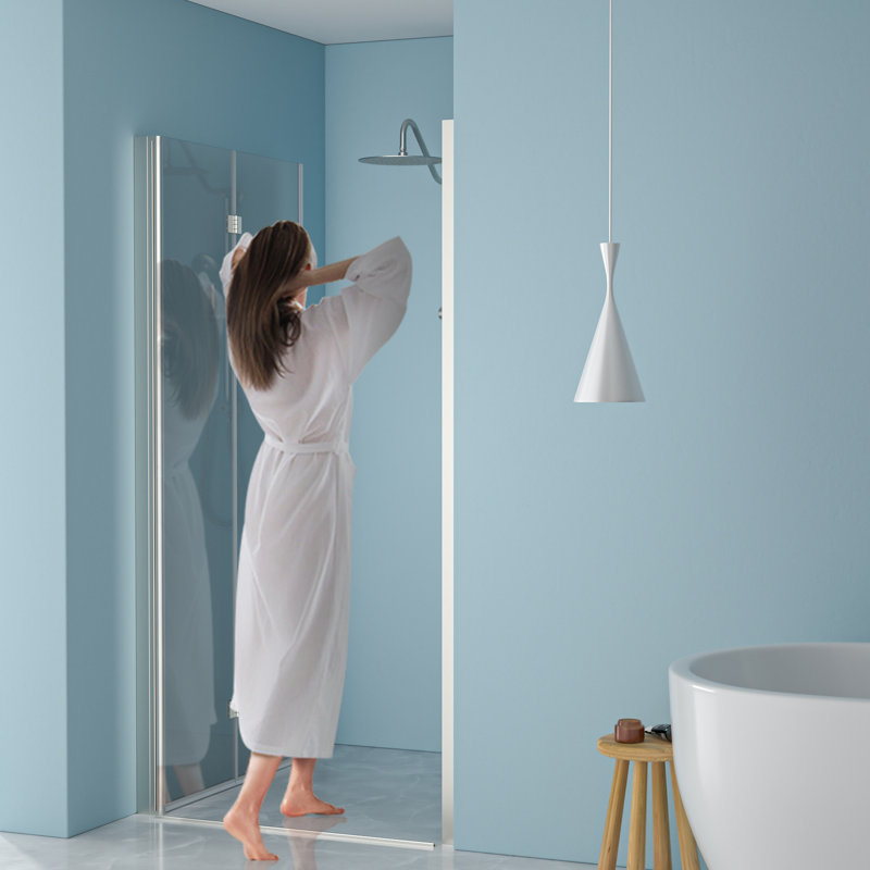 34"w X 72"h Tempered Glass Shower Door In Brushed Nickel - Water-, Adjustable, Gorgeous Finish With Graceful Line