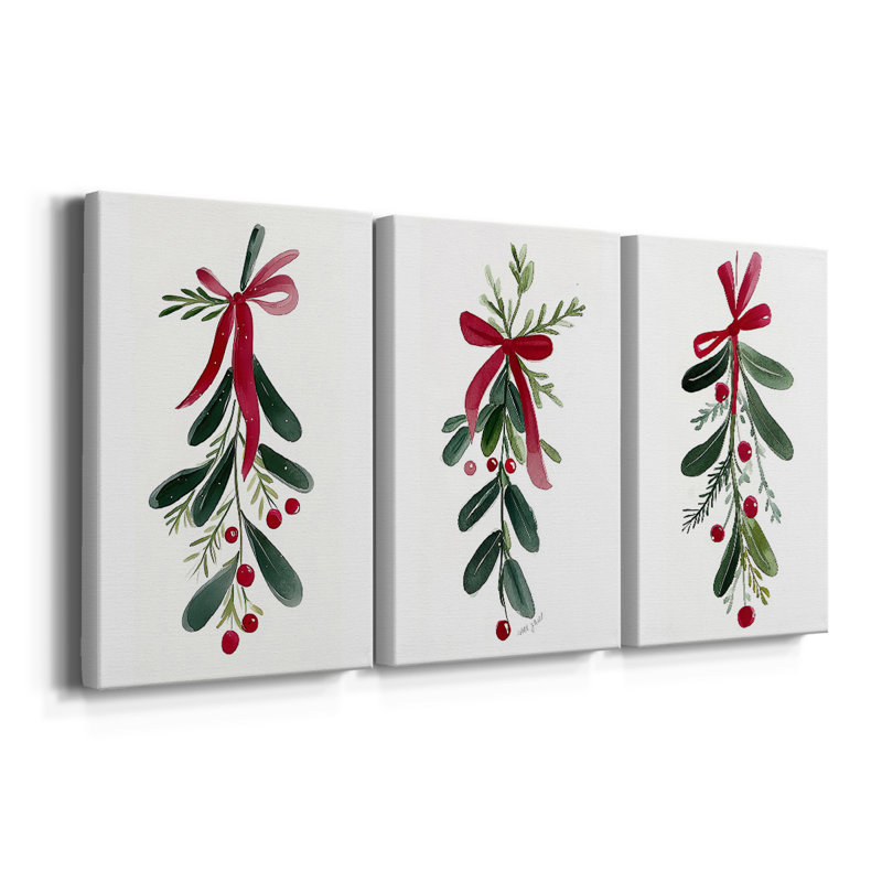 Art des Fêtes de Noël - toile tendue sur mesure - 3 pièces, H 27 po x l 54 po