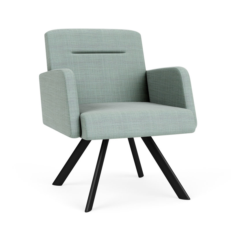 Chaise d'invité pivotante en acier Willow, Noir, Chambray écume de mer