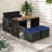 4 Pcs Outdoor Dining Set, Rattan Loveseat Chair & 2 Ottomans Blue