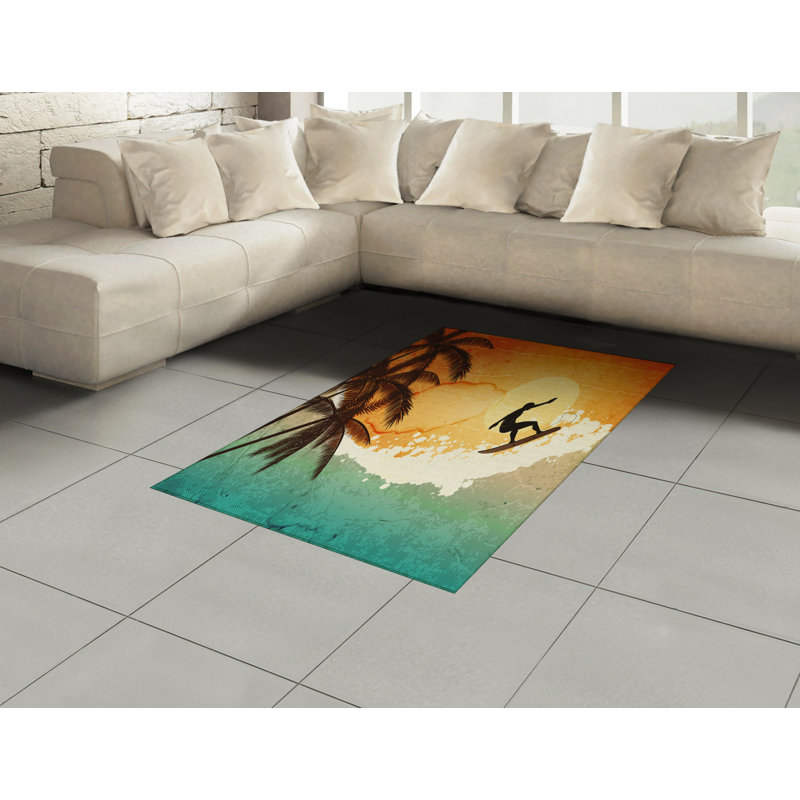 Tapis décoratif à longues fibres en polyester à haute densité Grunge, Rectangle— 4 pi x 5 pi 8 po