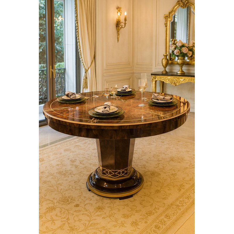 Messina Round Solid Wood Dining Table, 30.7"H x 71"L x 71"W