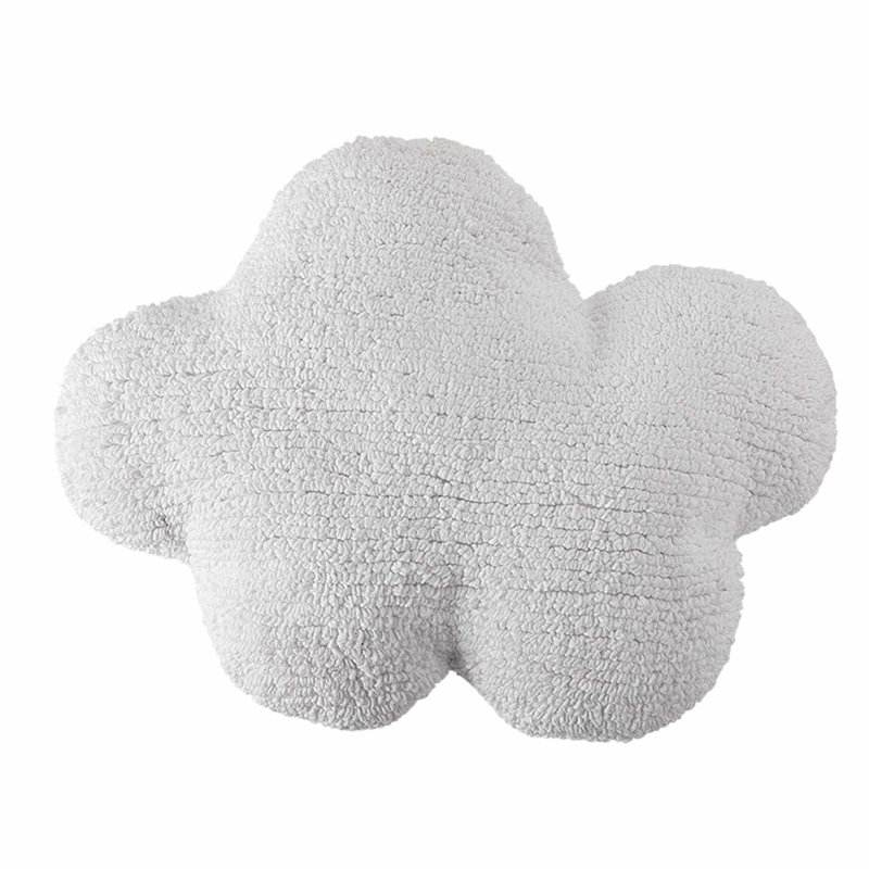 Clouds Cotton Blend Reversible Throw Pillow, White