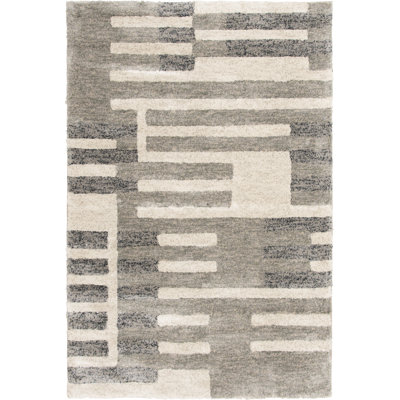 Brayden Studio® Hamadi Blakely Beige/Grey Abstract Indoor Polyester Area Rug