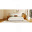 Lit tapissier épuré blanc avec tête de lit ondulée et coutures verticales-1355461164