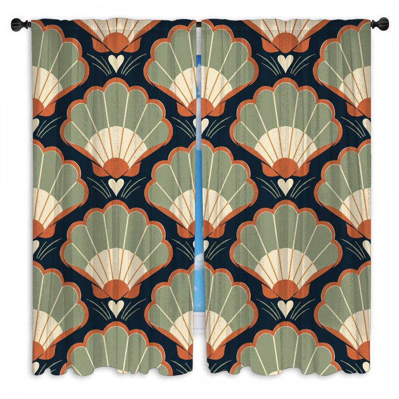 Rideaux de fenêtre à motif de coquillage et voilage obscurcissant - 2 panneaux, 40in x 82in - 2 panels, Room Darkening