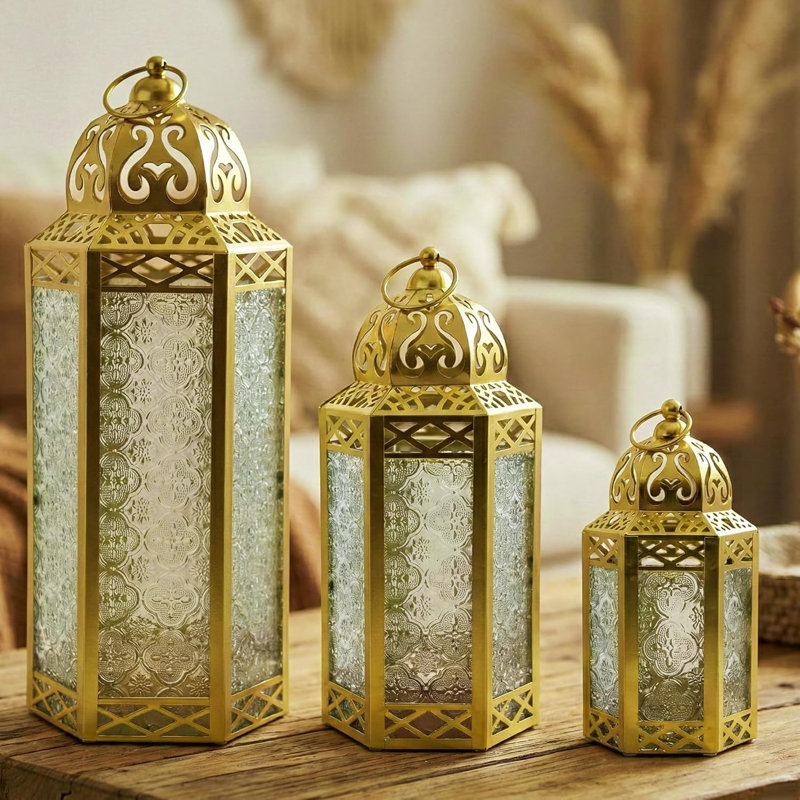 Lanterns Moroccan Candle Lanterns Decorative Set of 3 for Floor
