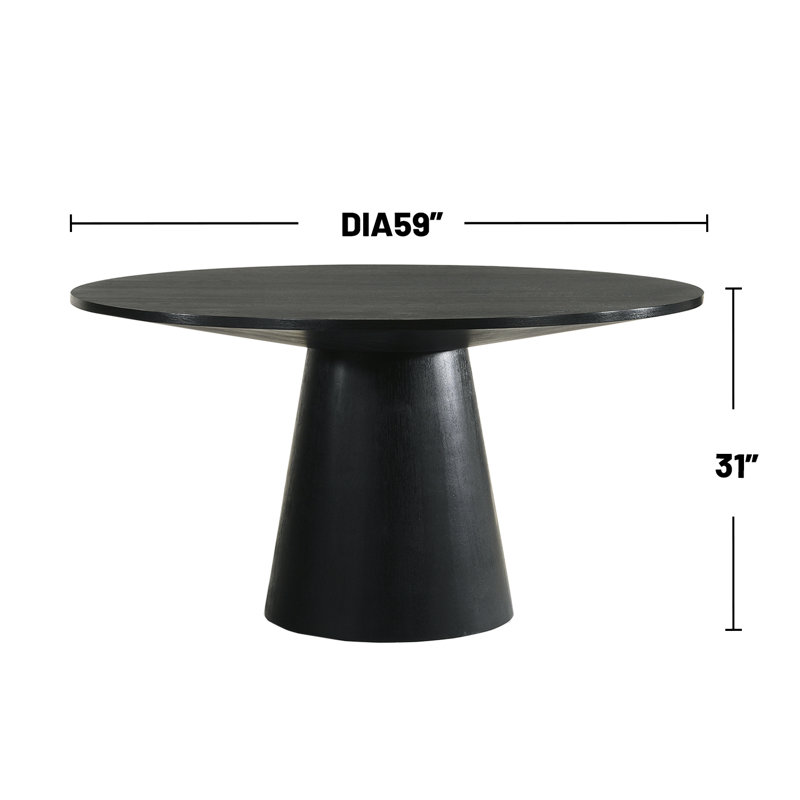 Jennea Round Dining Table, 31" H x 59" W x 59" D, Black