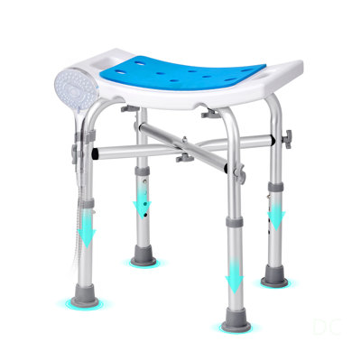 Adjustable Height Non-Slip Shower Chair with Crossbar Support, Ideal for Elderly and Disabled, 500 lbs Capacity