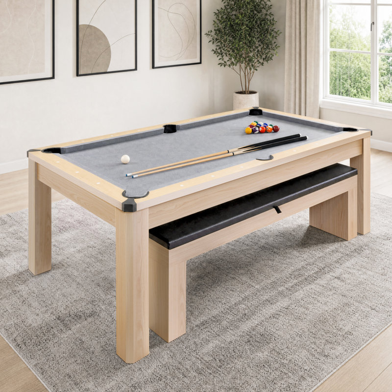 Ensemble de table de billard multi-jeux 7-en-1 7 pi avec banc Gosports - bouleau clair Gosports, Beige