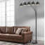 Lampe sur pied arquée à 5 lumières pour salon, 224 cm de hauteur, gris anthracite, avec abat-jour en métal