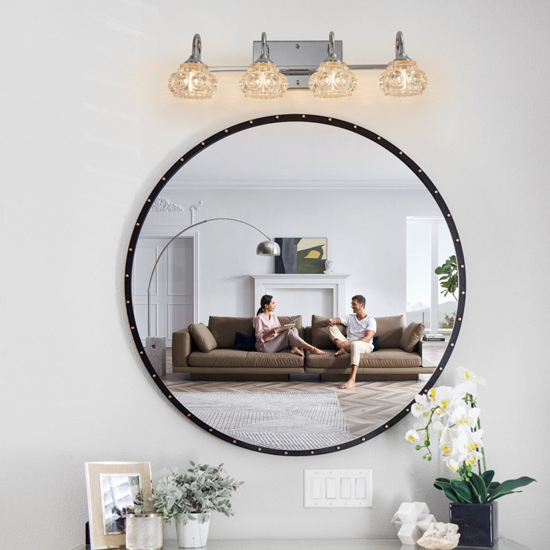 4-Light Bathroom Vanity Light Wall Sconce with Shade Wall Mount Lighting for Bathroom(No Bulbs), Brushed Nickel