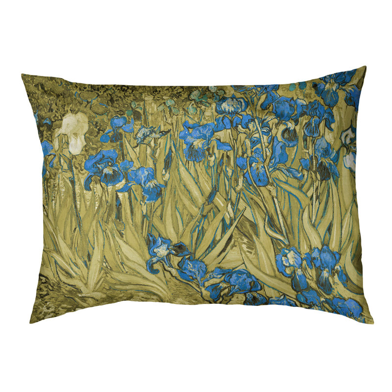 Coussin stylisé irises Burk, L 19,5 po x l 29,5 po, Jaune / Bleu / Noir