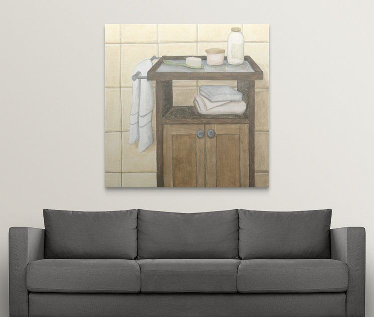 Contemporary Bath " Contemporary Bath II " by Megan Meagher, 35" H x 35" W x 1.5" D, Canvas
