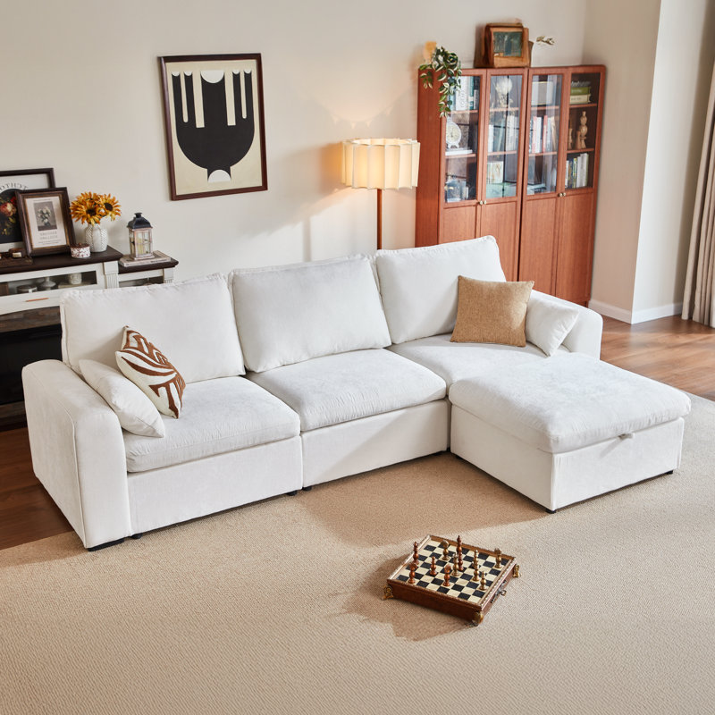 Repose-pieds en chenille simple avec large nuage, housses de coussin amovibles, librement combinées avec d'autres modules