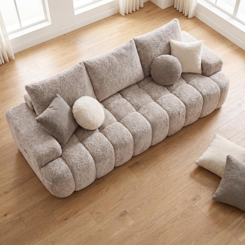 Boneless 100" Modern Upholstered Sofa , Camel
