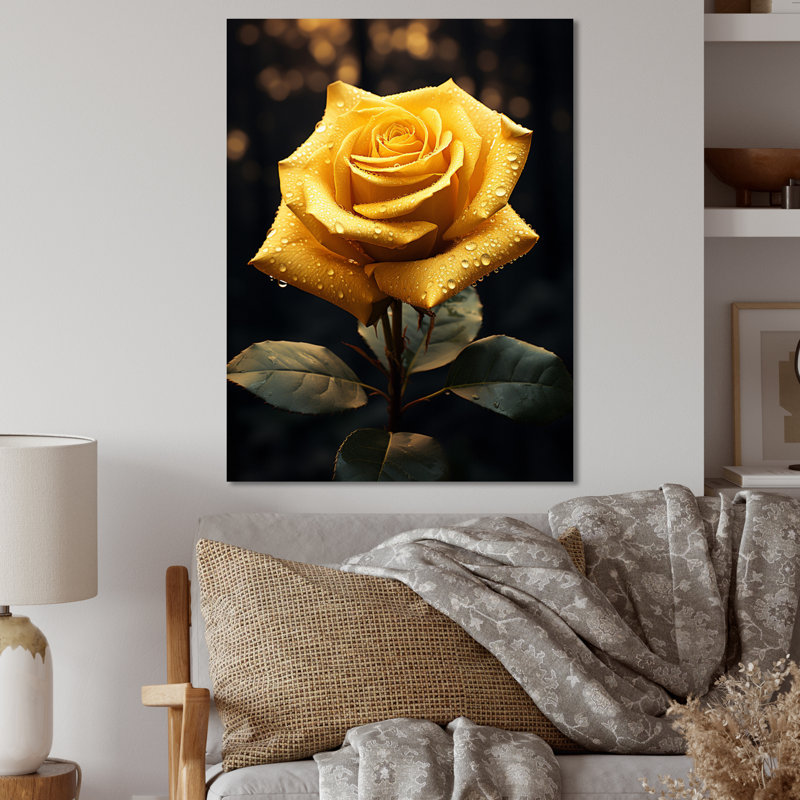 " Yellow Black Rose Elegance II ", 20" H x 12" W x 1" D