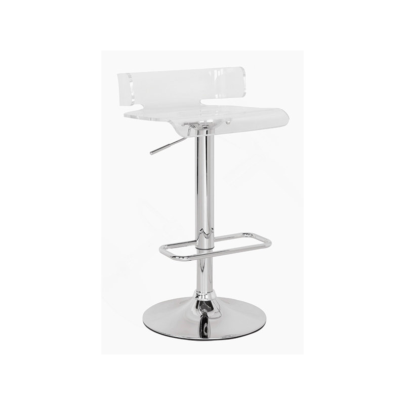 Tabouret réglable transparent et chromé avec pivot
