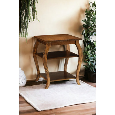 Table d'appoint avec placage en noyer - 2 tablettes à pieds carrés