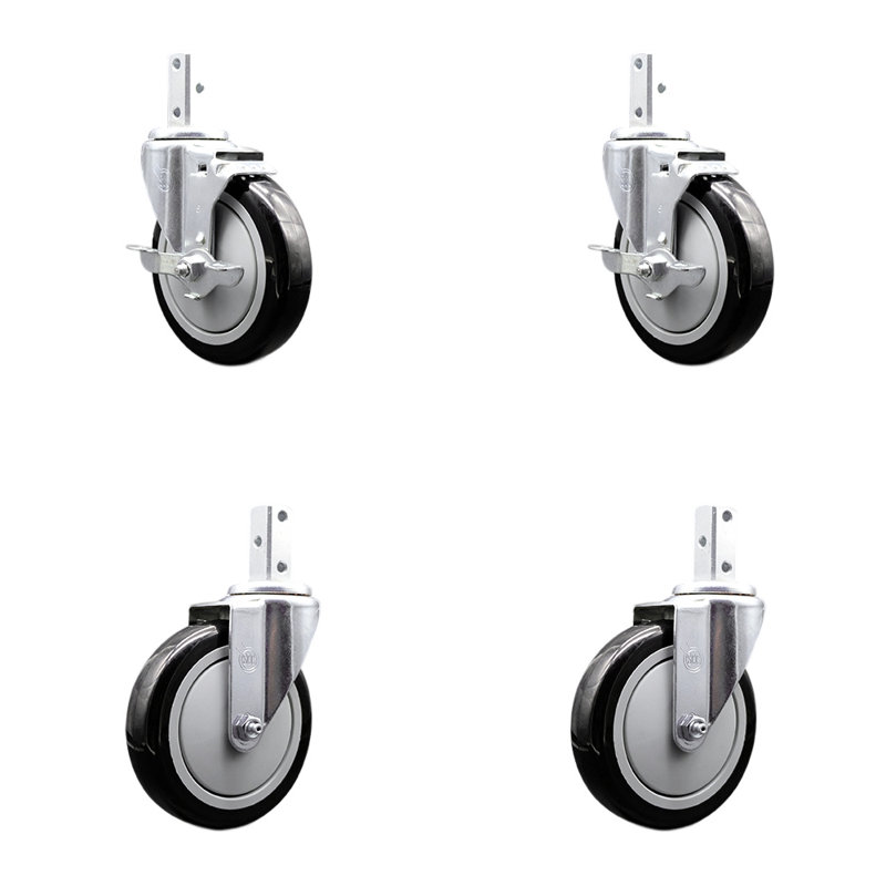 4 Piece Polyurethane Caster Set, Black