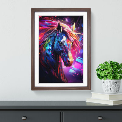 XYZ-FRM-V1223-5240 Pony Futurism - Single Picture Frame Print on Wood