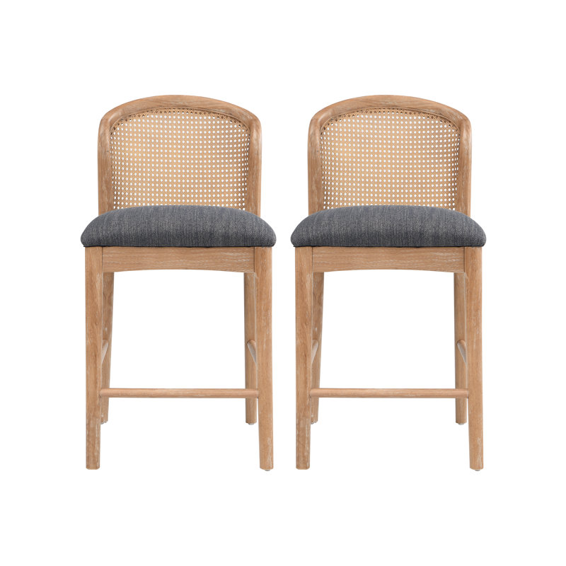 Tabouret de bar Cayli, Coussin gris anthracite / structure naturelle, 4
