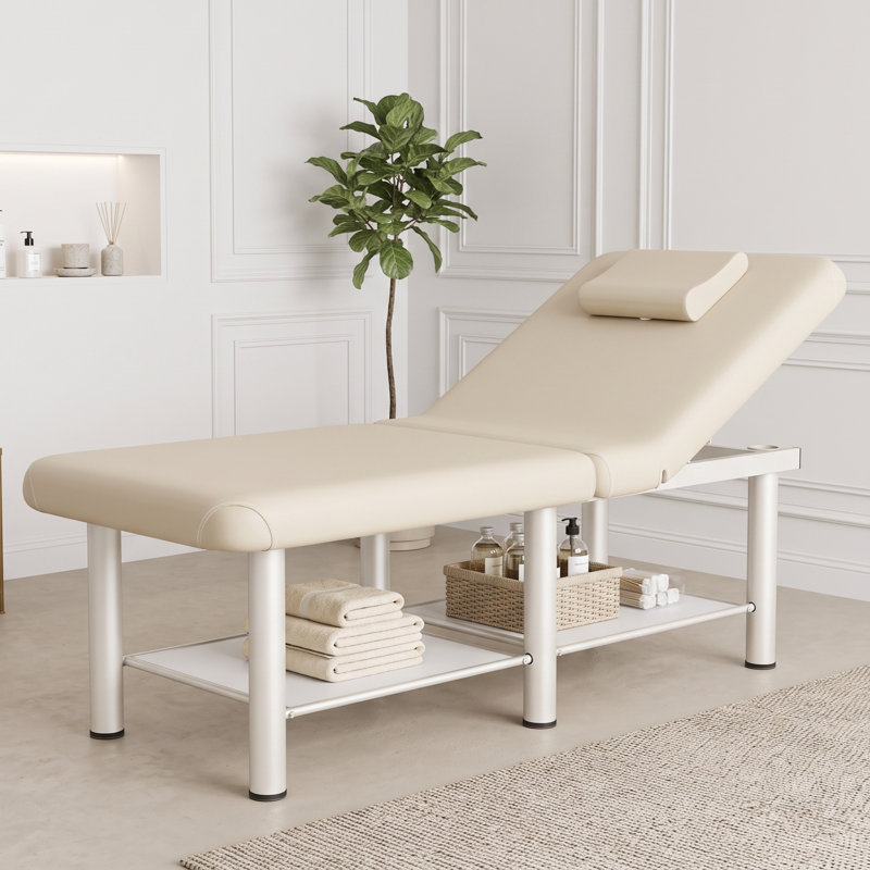 Table de massage professionnelle 75 po, table pliante en similicuir confortable, lit de massage avec dossier réglable et coussin de tête