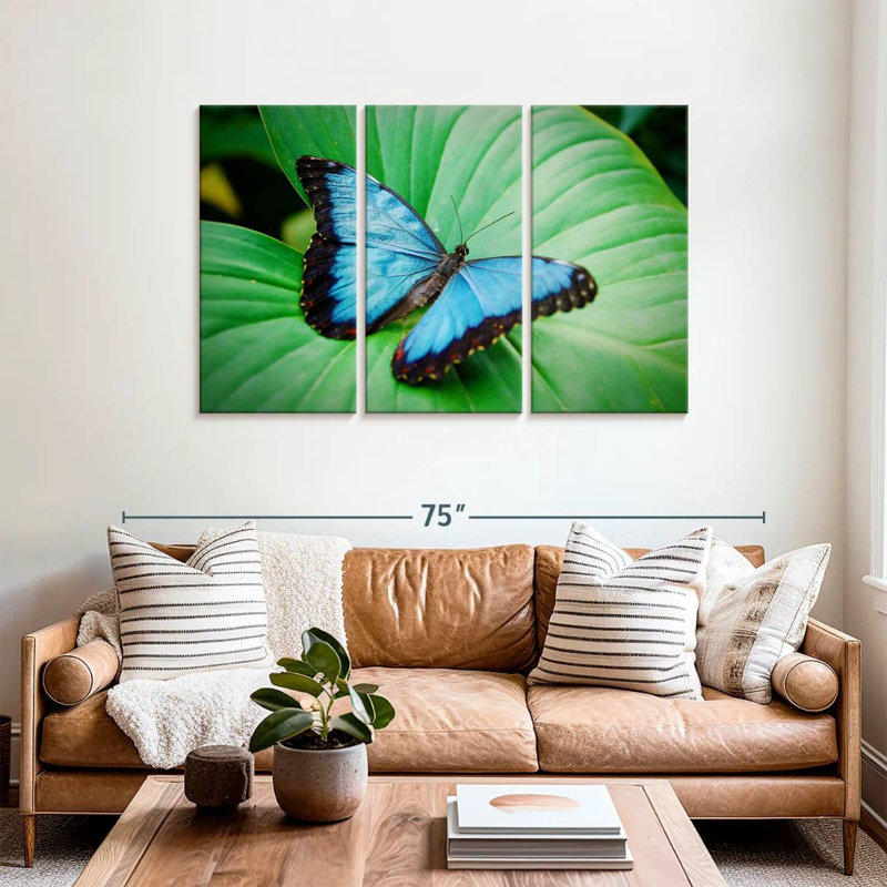 Brampt Blue Morpho On Leaf, 36" H x 57" W