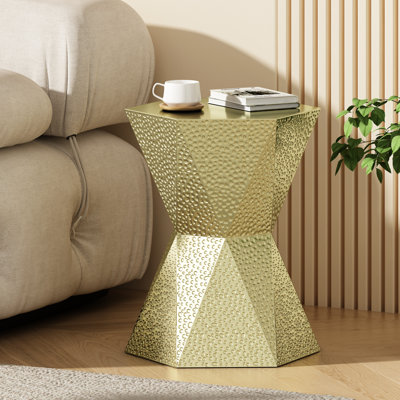 Table d'appoint moderne hexagonale en acier avec structure en fer, sans assemblage