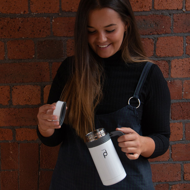 Grunwerg Drink Pod Stainless Steel Travel Mug, White