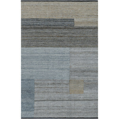 Rectangle tissé à la main Campbelle Patchwork tissé à plat recyclé P.E.T. Tapis intérieur / extérieur gris