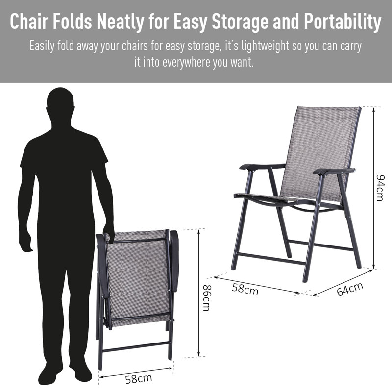 Wardlow Folding Patio Dining Armchair, Grey