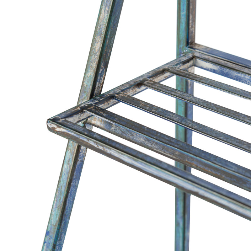 Mader Metal Weather Resistant Plant Stand, Antique Blue