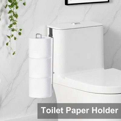 Toilet Paper Holder With Storage Extra 6 Roll Tissue, Over The Tank Toilet Paper Roll Holder Wall Mount, Brushed Nickel And Chrome Tissue Holder For Bathroom, RV Toilet Paper Holder With Shelf, 2Pcs