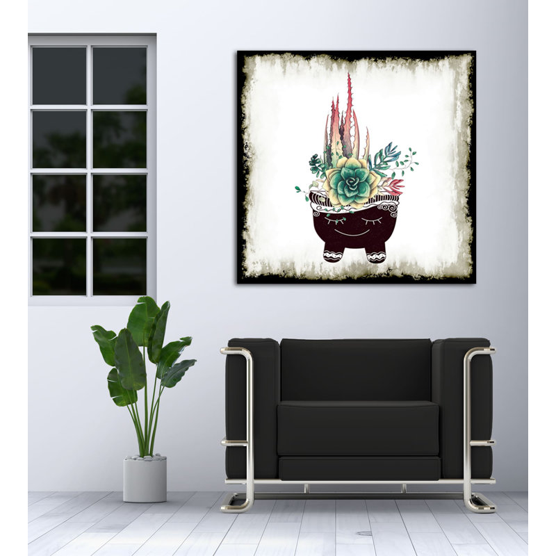 Cereus Echeveria - reproduction sur toile tendue, H 8 po x l 8 po x P 1,5 po