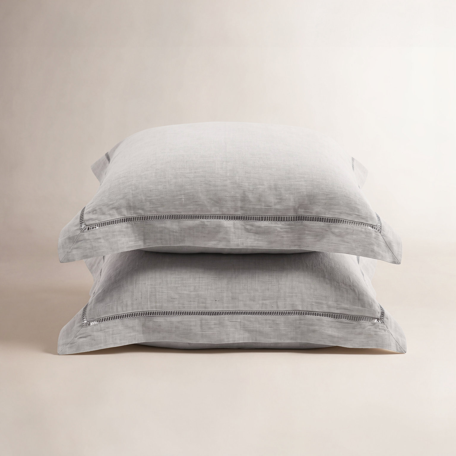 Aubria Linen Shams, Standard, Gray