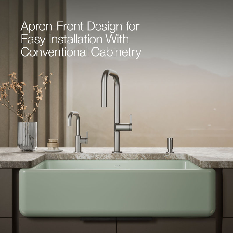Whitehaven® 36" L x 22" W Double Basin Farmhouse Kitchen Sink, Aspen Green