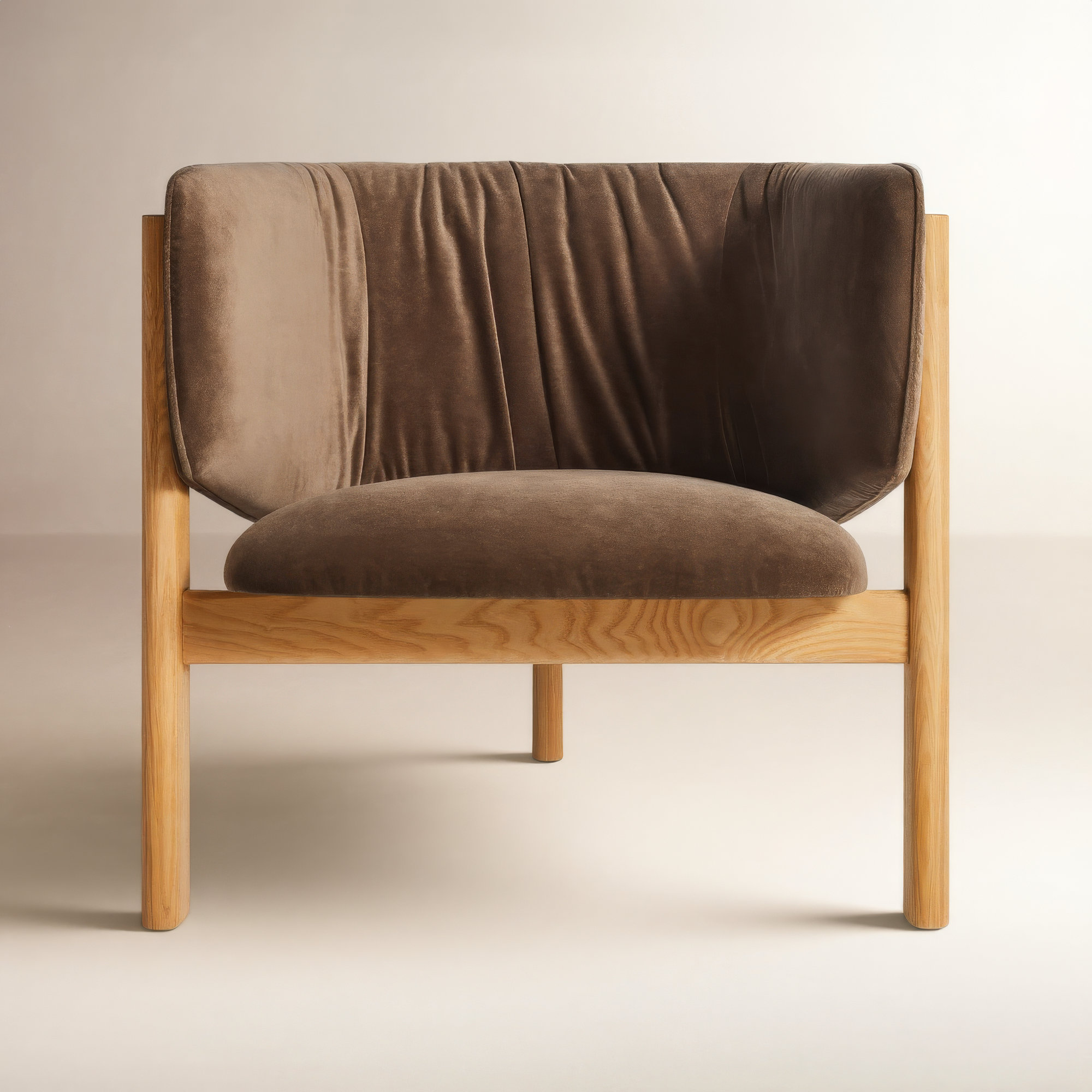 All In Upholstered Accent Chair, Coffee Velvet, Natural